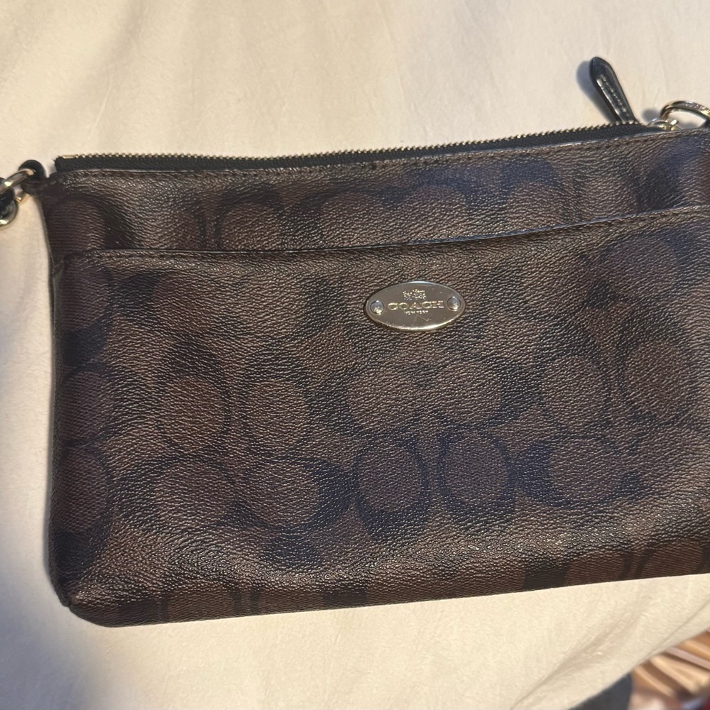 Coach Brown Signature Clutch Wristlet